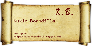 Kukin Borbála névjegykártya